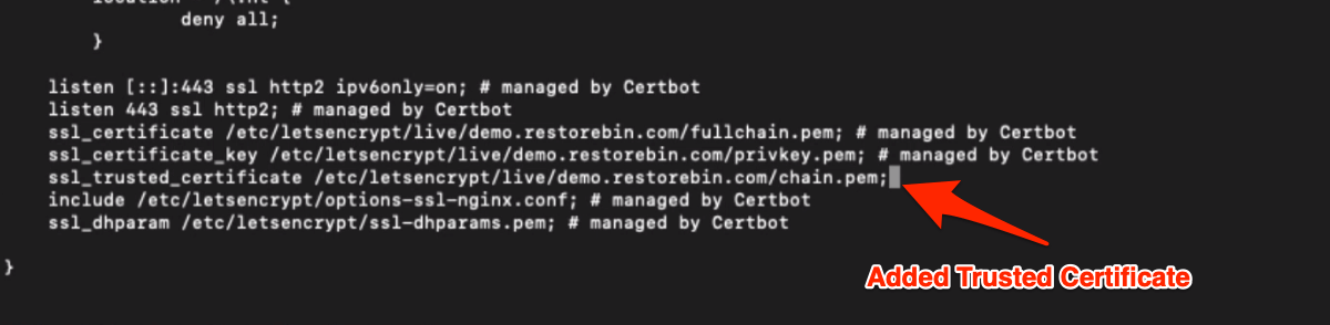 Added Trusted Certificate Certbot