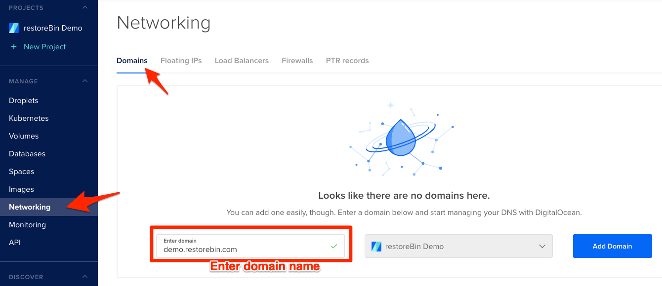 Adding Domain Name in DigitalOcean Droplet