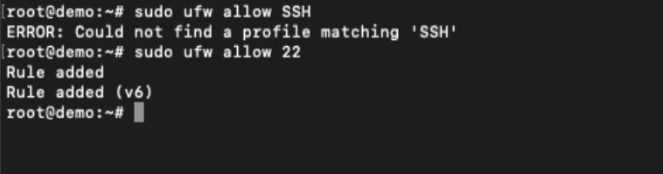 Allow Port 22 connection with Firewall
