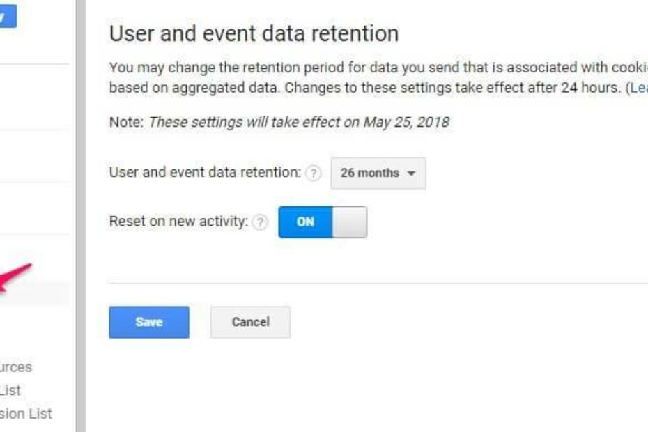 User and Event Data Retention: Set up for Google Analytics 6