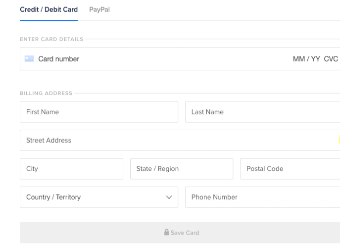 DigitalOcean Credit Card or PayPal Billing on Registration