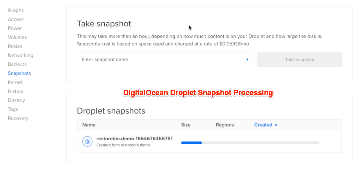 DigitalOcean Droplet Snapshot Processing