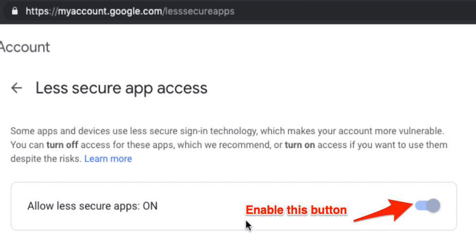 Enable Less Secure app access