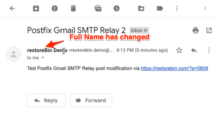 Full Name or Display change in Postfix mail