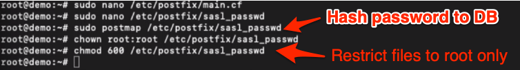 hash password and restrict authentication password to root