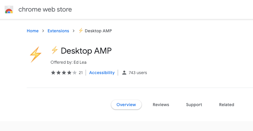 AMP Desktop Chrome Web Store App